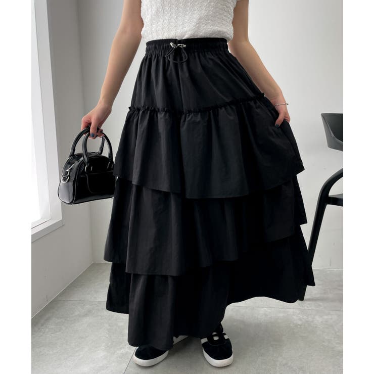 ナイロンティアードロングスカート[品番：WG010090692]｜WEGO