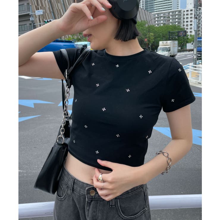 ラインストーンチビT[品番：WG010090693]｜WEGO【WOMEN