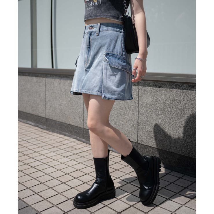 カーゴポケットデニムミニスカート[品番：WG010090745]｜WEGO