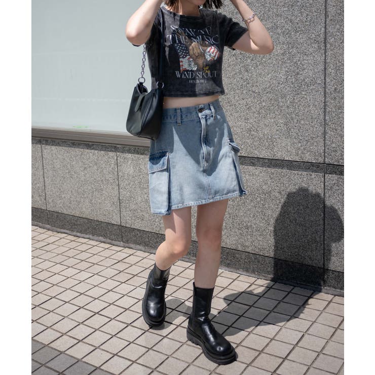 カーゴポケットデニムミニスカート[品番：WG010090745]｜WEGO