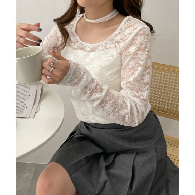 チョーカーリボン付きレースロンT[品番：WG010090767]｜WEGO