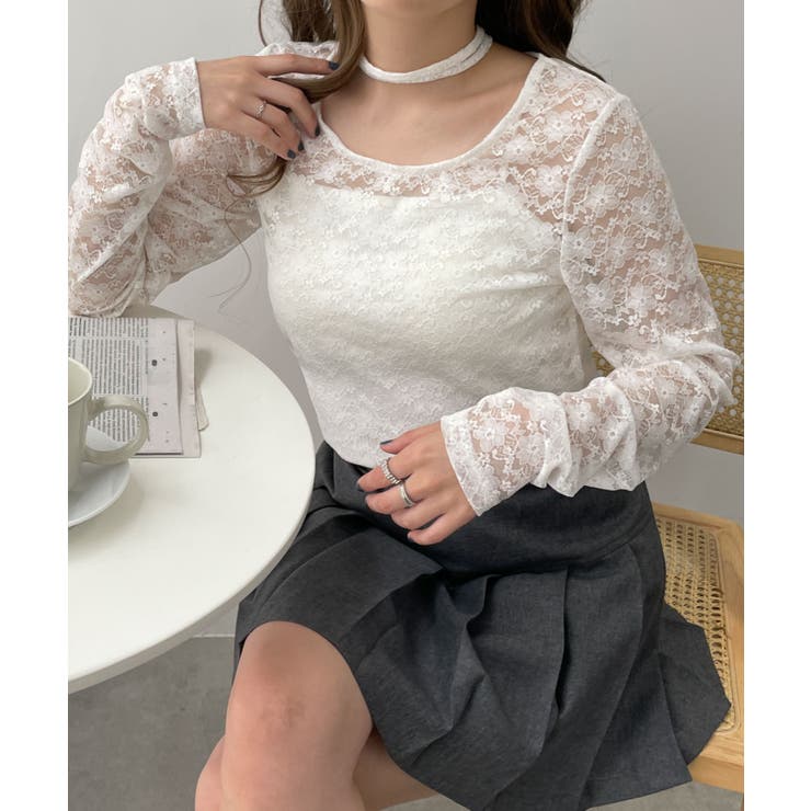 チョーカーリボン付きレースロンT | WEGO【WOMEN】 | 詳細画像9 