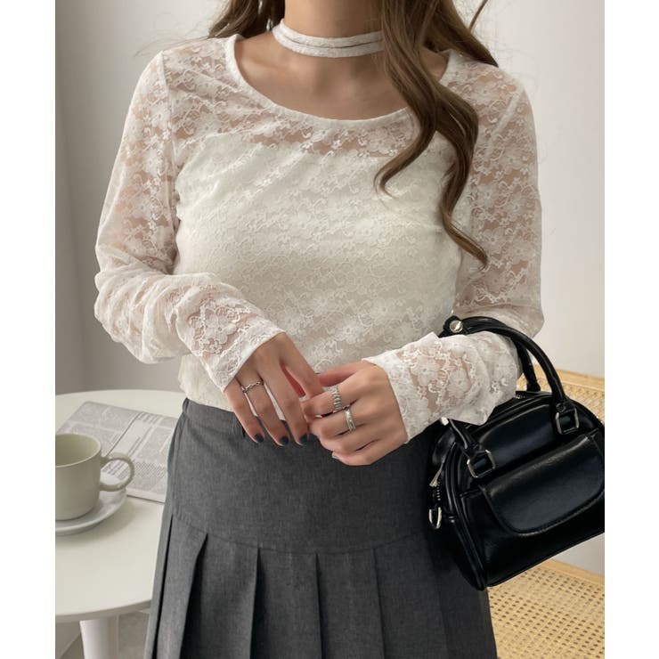 チョーカーリボン付きレースロンT[品番：WG010090767]｜WEGO