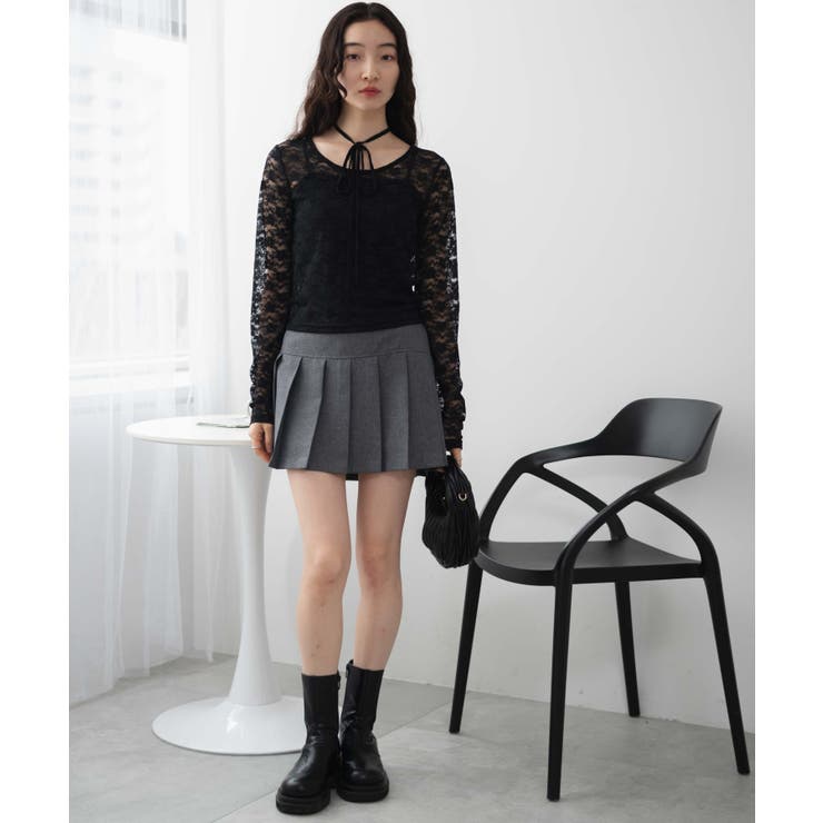 チョーカーリボン付きレースロンT[品番：WG010090767]｜WEGO