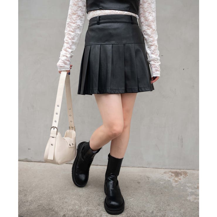 ヴィンテージライクFレザープリーツスカパン[品番：WG010090790]｜WEGO