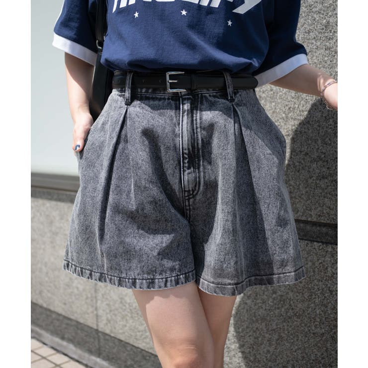 ベルト付デニムタックショートパンツ[品番：WG010090830]｜WEGO【WOMEN