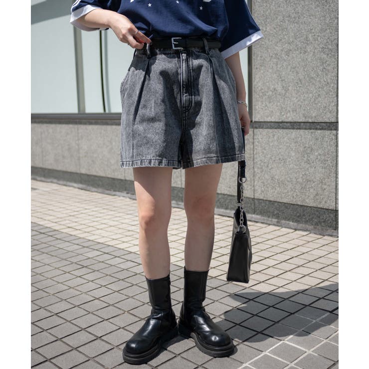 ベルト付デニムタックショートパンツ[品番：WG010090830]｜WEGO【WOMEN