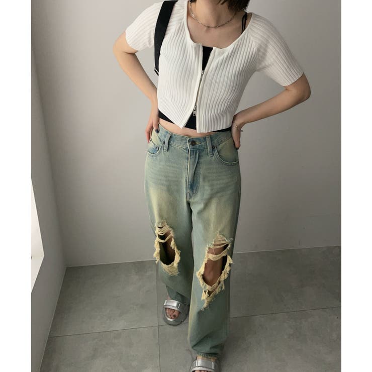 ダブルジップオフショルニットトップス | WEGO【WOMEN】 | 詳細画像2 