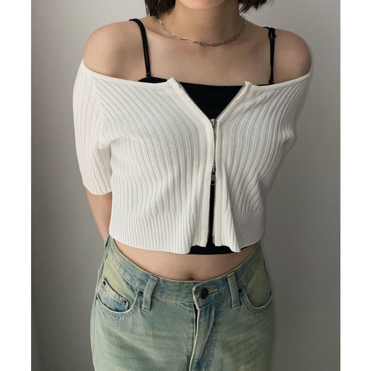 ダブルジップオフショルニットトップス | WEGO【WOMEN】 | 詳細画像7 
