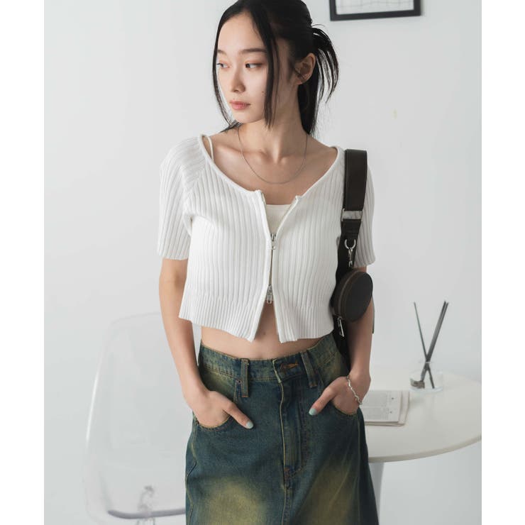 ダブルジップオフショルニットトップス | WEGO【WOMEN】 | 詳細画像9 