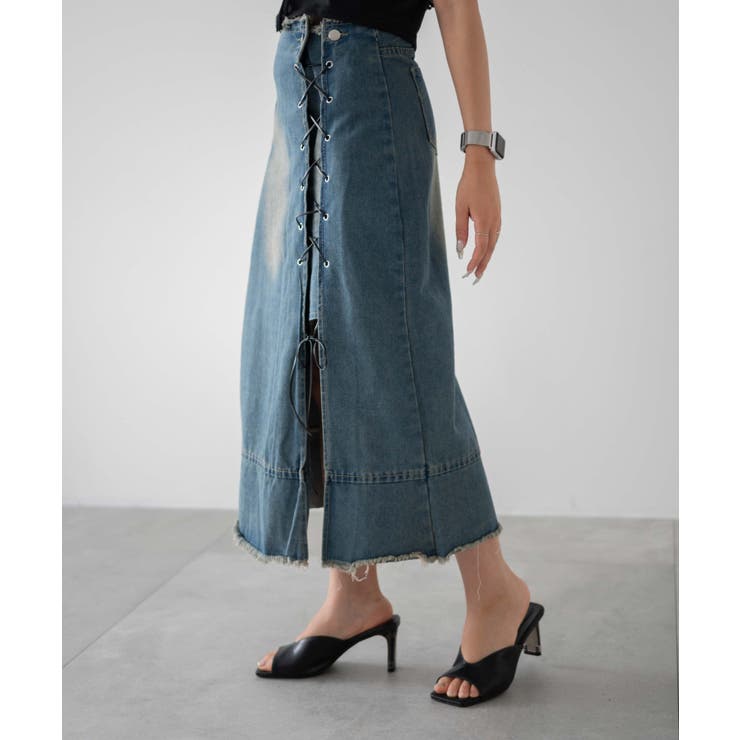レースアップデニムロングスカート [品番：WG010090996]｜WEGO【WOMEN】（ウィゴー）のレディースファッション通販｜SHOPLIST（ショップリスト）