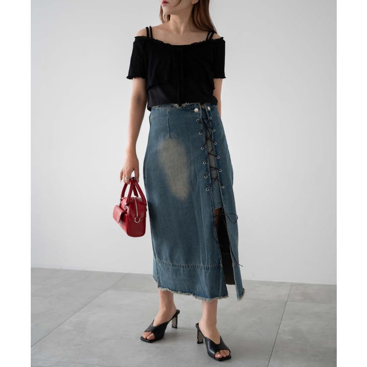 レースアップデニムロングスカート [品番：WG010090996]｜WEGO【WOMEN】（ウィゴー）のレディースファッション通販｜SHOPLIST（ショップリスト）