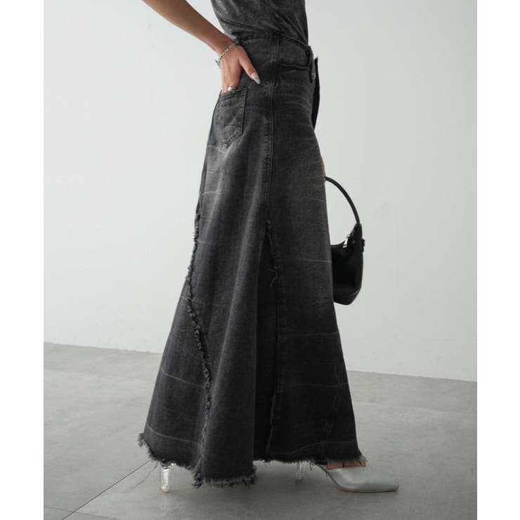 20-60代からのファッション通販  新木優子着用】AMERI アメリ RAGGED DENIM SKIRT スカート
