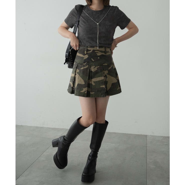 カモフラプリーツ切替ミニスカ[品番：WG010091029]｜WEGO【WOMEN