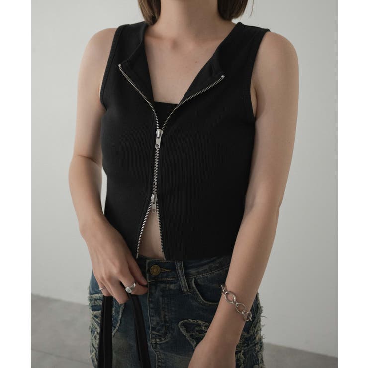 ヴィンテージウォッシュWZIPタンク | WEGO【WOMEN】 | 詳細画像1 