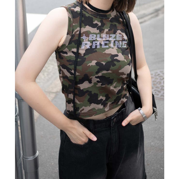 迷彩ロゴラインストーンタンクトップ[品番：WG010091118]｜WEGO