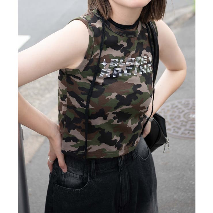 迷彩ロゴラインストーンタンクトップ[品番：WG010091118]｜WEGO