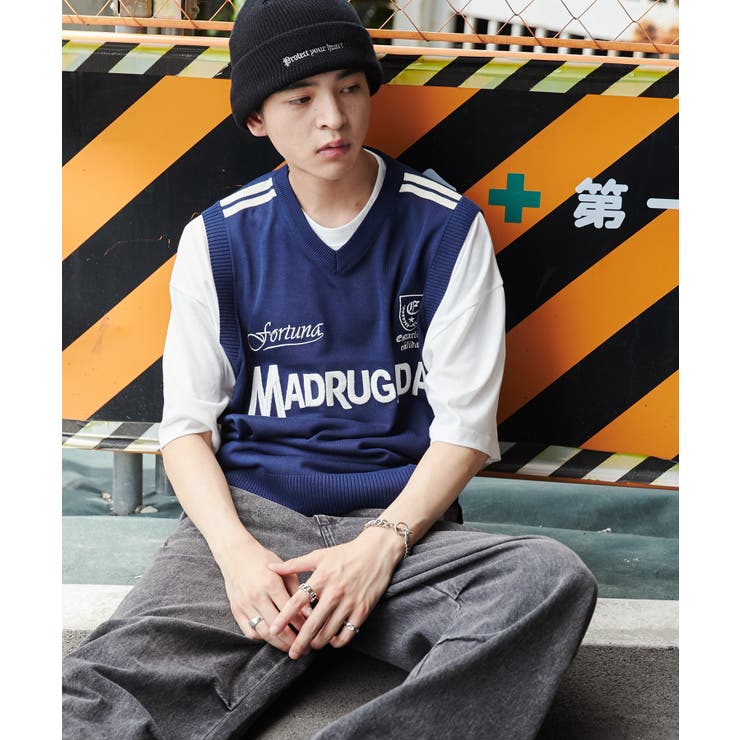 アンサンブルゲームロゴニットベスト | WEGO【MEN】 | 詳細画像1 