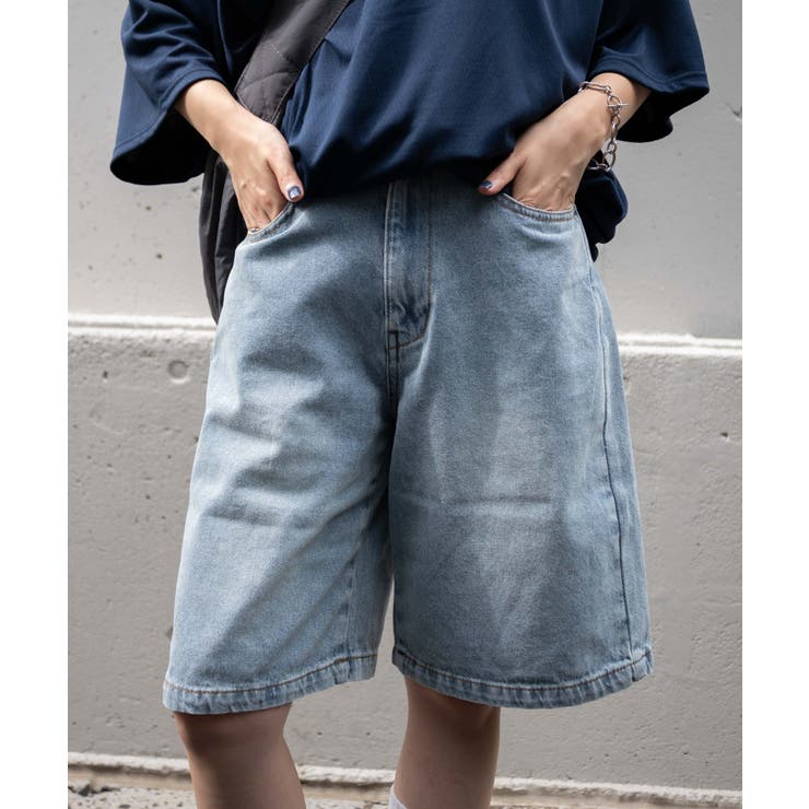 ヴィンテージウォッシュデニムハーフパンツ[品番：WG010091139
