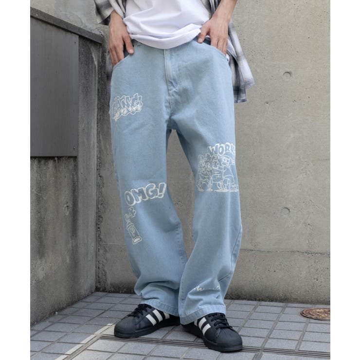 WV PROJECT正規品★全2色★ヒップスデニムワイドパンツ★UNISEX ワイド WIDE WV PROJECT(ダブリューブイプロジェクト) デニム