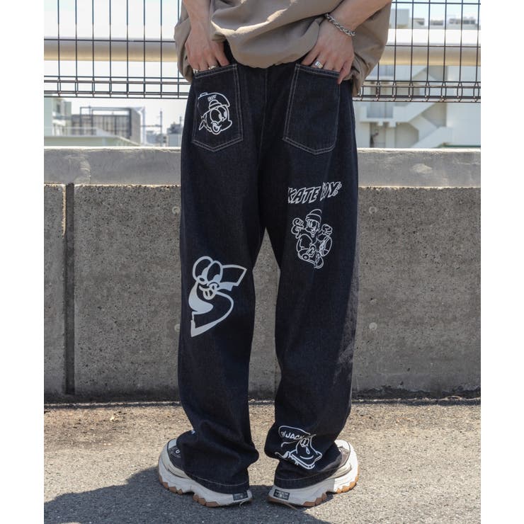 イタリア製　VERSACE ブラックデニム　ワイドパンツ 別注NEW JACKワイドデニムパンツ[品番：WG010091152]｜WEGO【MEN