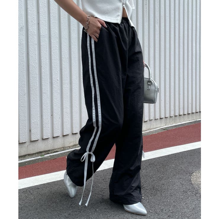 ラインリボンデザインナイロンバンツ[品番：WG010091164]｜WEGO【WOMEN