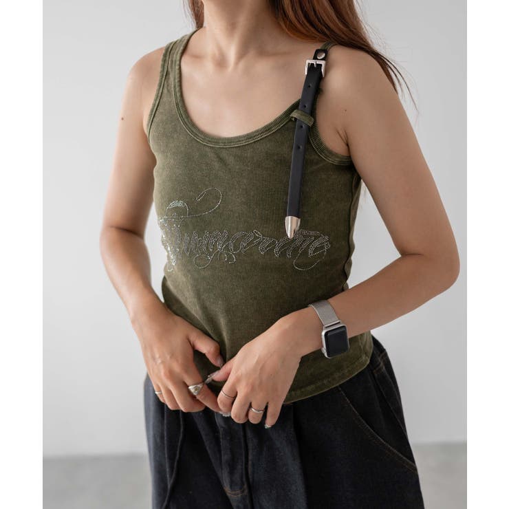ショルダーストラップラインストーンタンク | WEGO【WOMEN】 | 詳細画像1 