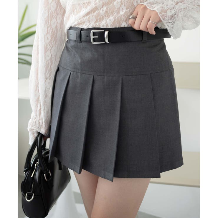 【関税込み】GUIZIO グレー プリーツ ミニスカート ベルト付プリーツミニスカパン[品番：WG010092166]｜WEGO【WOMEN