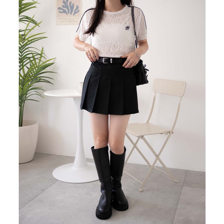 関税込【MIU MIU】パナマ プリーツ ミニ スカート ウィズ ベルト miniministore｜ミニボックススカートプリーツ ベルト付き