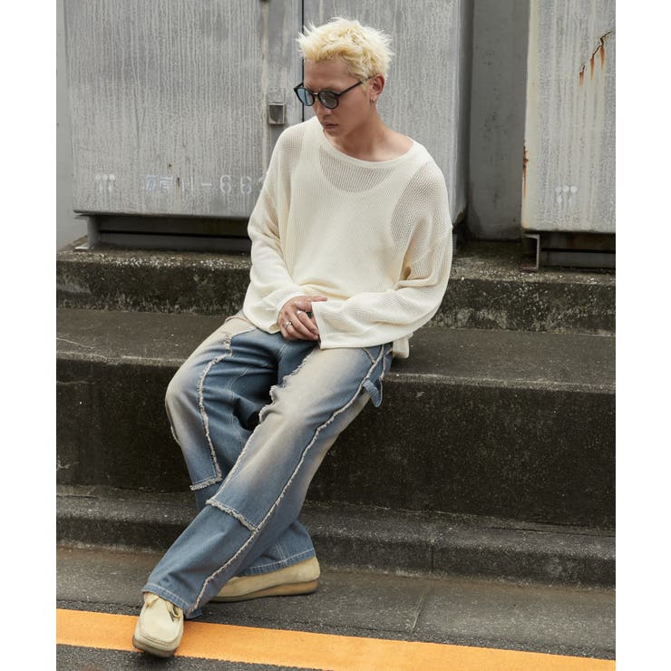 ダブルニーフリンジデニムパンツ | WEGO【MEN】 | 詳細画像10 