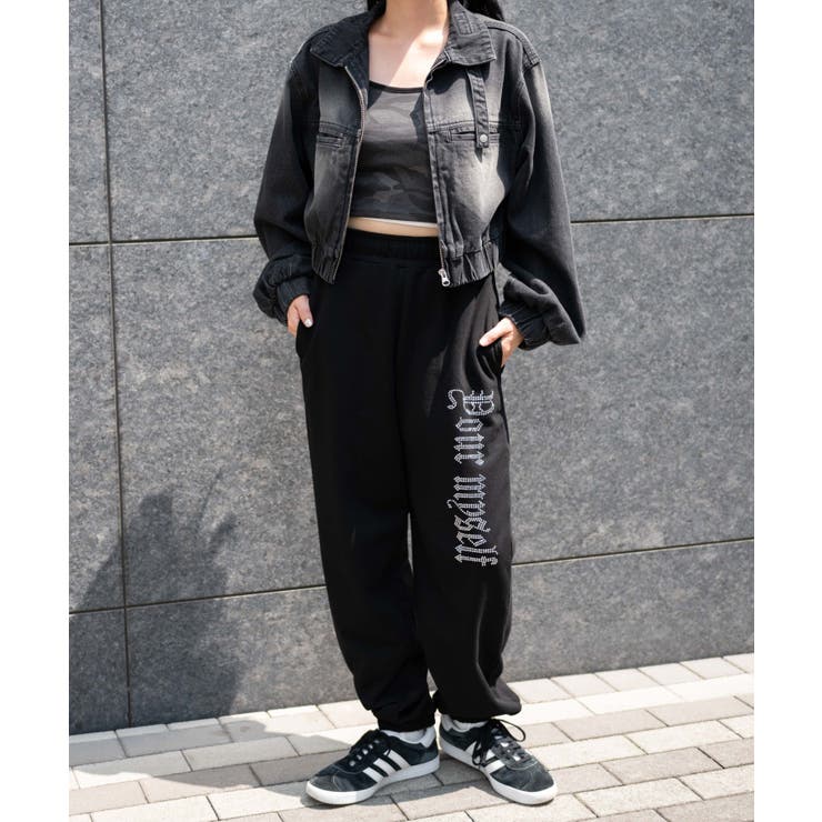 ラインストーンロゴスウェットパンツ[品番：WG010092206]｜WEGO