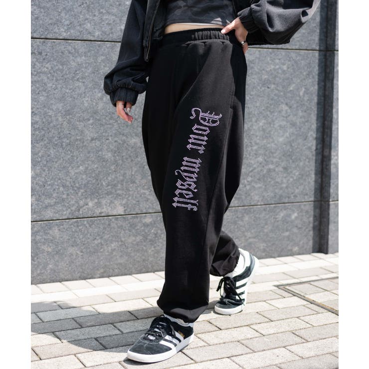 競売 ラインストーンロゴスウェットパンツ[品番：WG010092206]｜WEGO パンツ