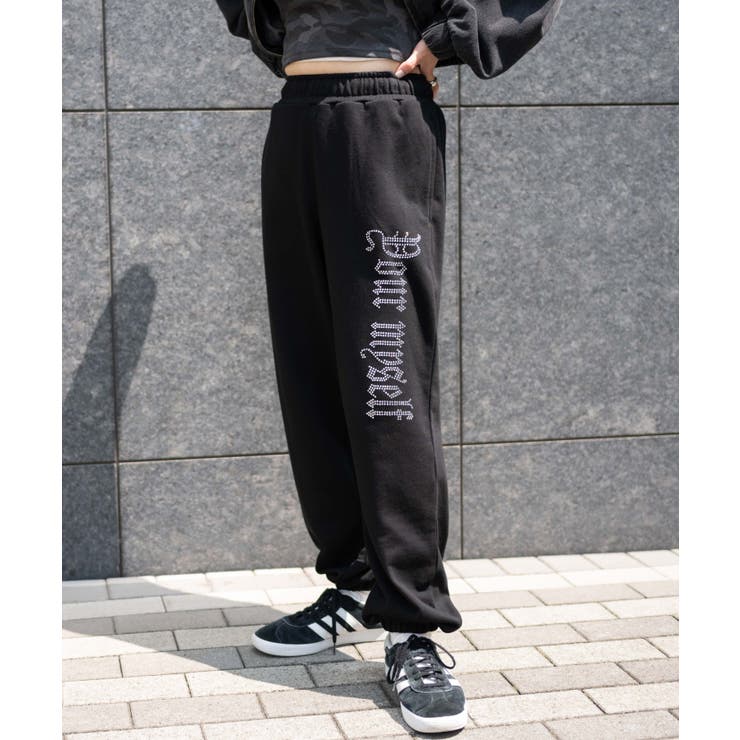 人気が高い  ラインストーンロゴスウェットパンツ[品番：WG010092206]｜WEGO パンツ