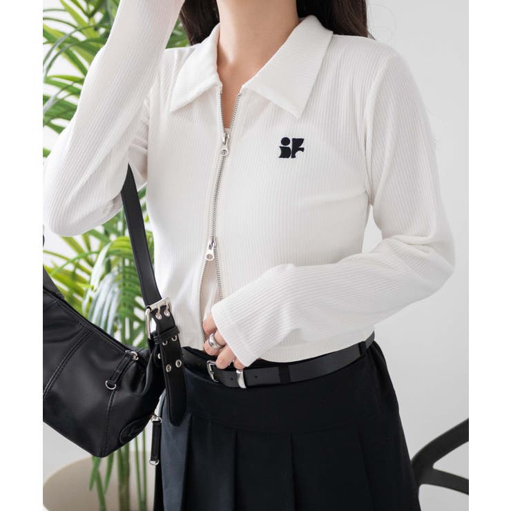 ホワイト | ワンポイントデザインWZIPトップス | WEGO【WOMEN】