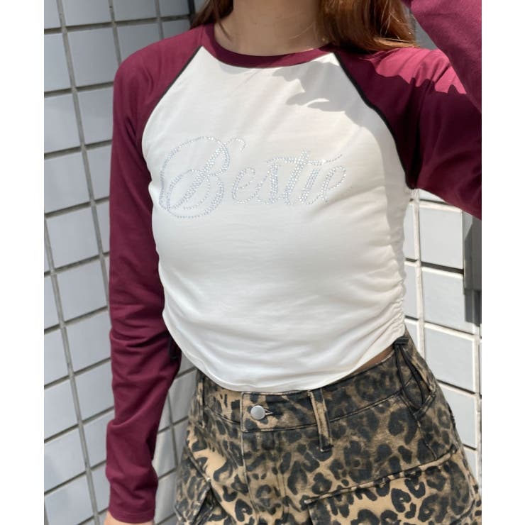 ラインストーンサイドドロストラグランロンT[品番：WG010092308]｜WEGO