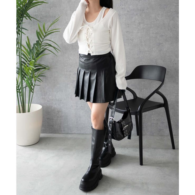 レイヤードレースアップ長袖トップス[品番：WG010092315]｜WEGO