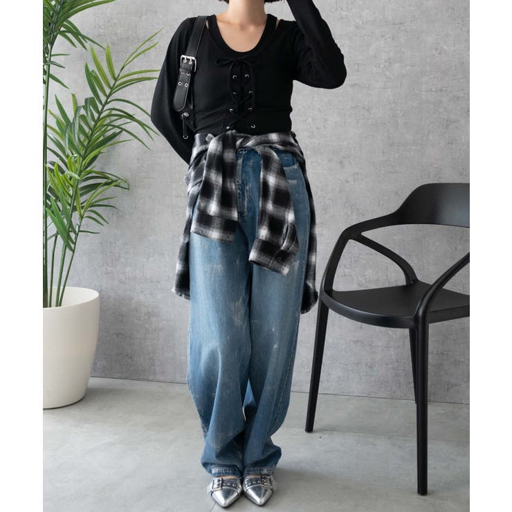 レイヤードレースアップ長袖トップス[品番：WG010092315]｜WEGO【WOMEN