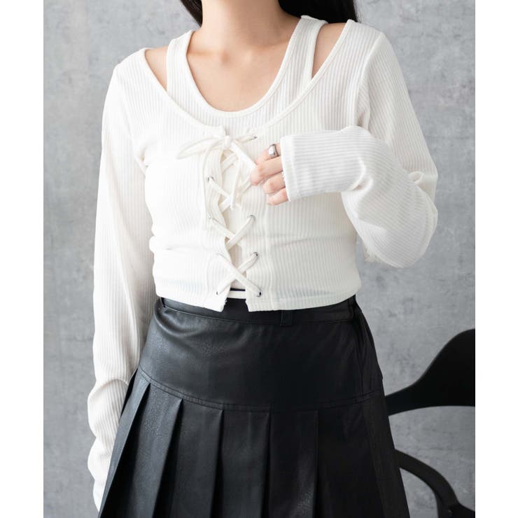 近沢レース　長袖トップス　ホワイト　L 近沢レース 長袖トップス ホワイト L