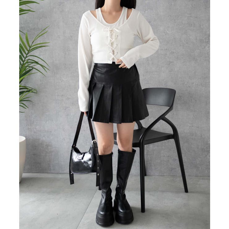 レイヤードレースアップ長袖トップス[品番：WG010092315]｜WEGO【WOMEN