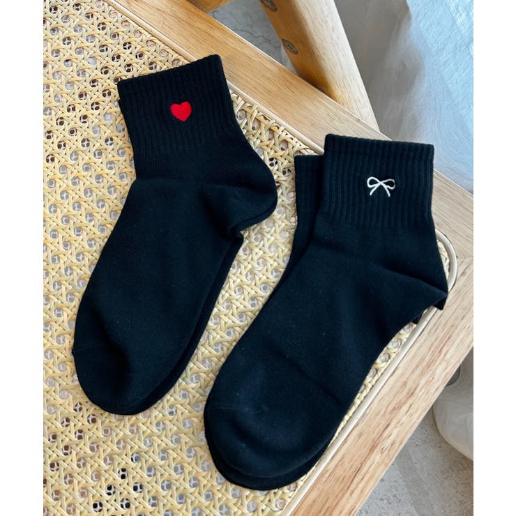モチーフ刺繍アンクル底パイルソックス | WEGO【WOMEN】 | 詳細画像1 