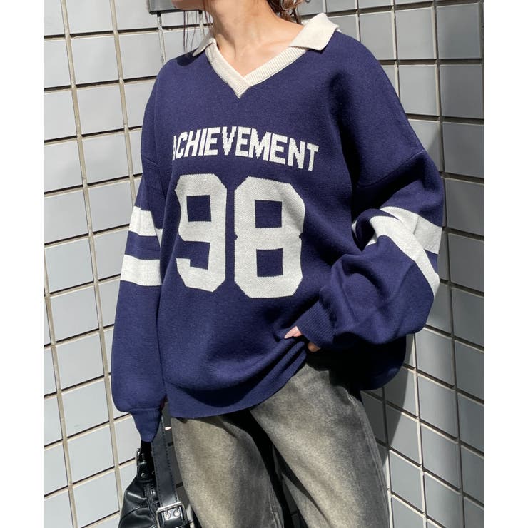 かつき着用　WOKE EDGE ナンバリングニット 69 ナンバリングジャガードニット[品番：WG010092372]｜WEGO【WOMEN