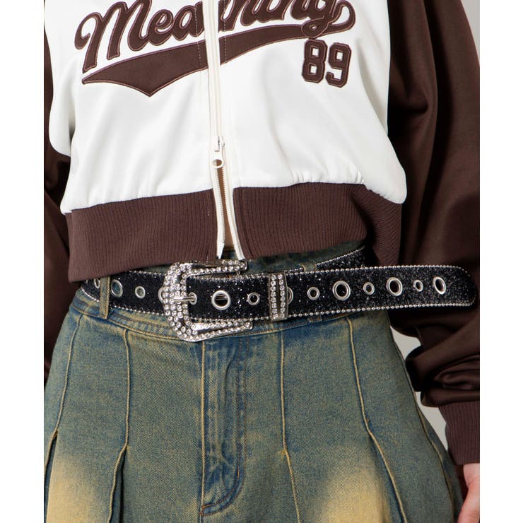 ブラック | LビジューBIGバックルラメベルト | WEGO【WOMEN】