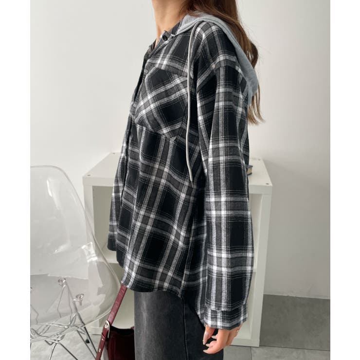 フード付きチェックネルシャツ[品番：WG010092444]｜WEGO【WOMEN