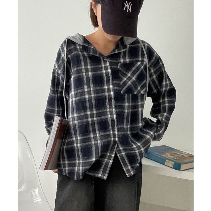 フード付きチェックネルシャツ[品番：WG010092444]｜WEGO【WOMEN