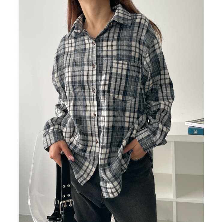 OFF-WHITE オフホワイト ロング チェック ネルシャツ 黒 L 正規