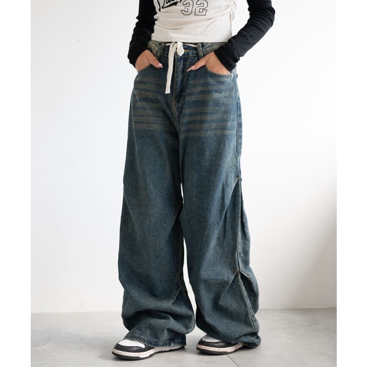 デニム中濃色 | ドロストコードフレアデニム | WEGO【WOMEN】