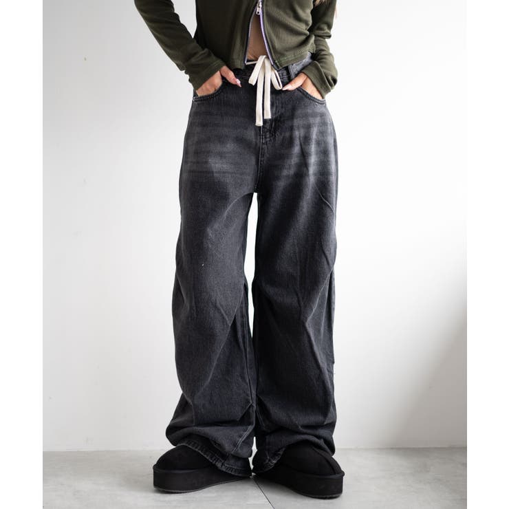 ブラック | ドロストコードフレアデニム | WEGO【WOMEN】