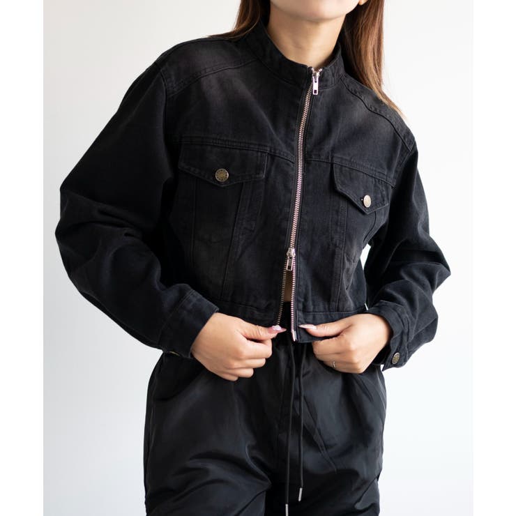 定価29,700円 eenie イーニー クロップドデニムジャケット 黒