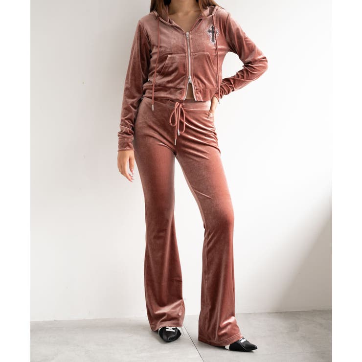 ラインストーンベロアWZIPパーカー[品番：WG010092508]｜WEGO