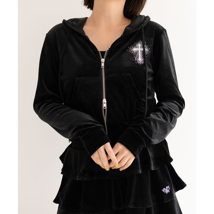 ラインストーンベロアWZIPパーカー[品番：WG010092508]｜WEGO【WOMEN 